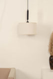 Divine Trends Black Polished Cotton Fabric Lamp Shade Pendant Hanging Light 14" Diameter Off White Shade
