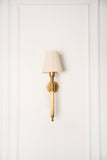 Divine Trends Brass Antique Finish Corrugated Wall Lamp with Off White Pleated Shade