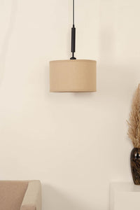 Divine Trends Black Polished Cotton Fabric Lamp Shade Hanging Pendant Light 14" Diameter Chemrey Shade