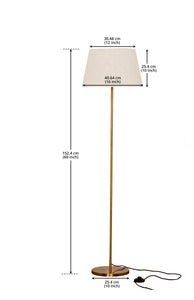 Divine Trends Floor Lamp Standing Modern Antique Brass Finish 5ft Height with 16 inches Off White Lampshade