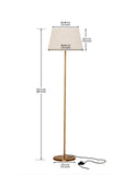 Divine Trends Floor Lamp Standing Modern Antique Brass Finish 5ft Height with 16 inches Off White Lampshade