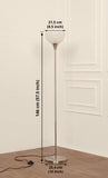 Divine Trends Uplighter Satin Nickel Finish Floor Lamp for Living Room with Frosted Glass Lampshade | Includes LED Warm Bulb | Hidden Wire Design | Uplight Corner Standing Lamp for Home | Pack of 1