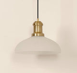 Divine Trends Half Ribbed Frosted Glass Pendant Hanging Light with Antique Brass Finish Pack of 1