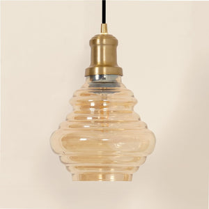 Divine Trends Spiral Golden Luster Glass Hanging Pendant Light Antique Brass Finish for Living Room, Bedroom | Ceiling Lamps for Home Decoration, Kitchen, Dining - Pack of 1