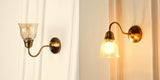 Divine Trends Brass Antique Finish Wall Lamp with Cup Glass Crackled Golden Luster Shade