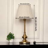 Divine Trends Brass Antique Gold Finish Table Lamp 22 Inches Height with Off White 10 Inches Diameter Pleated Off White Lampshade