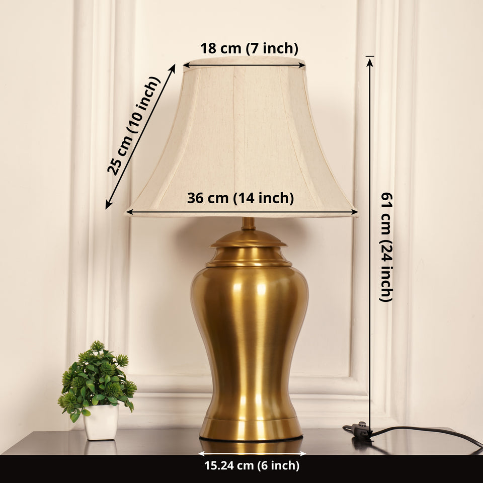 Divine Trends Table Lamp Brass Antique for Living room, Bedside table with Off White Bell Lamp Shade - Royal lamp 24 Inches Height