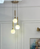 Divine Trends Triple Globe Hanging Pendant Light Antique Brass Finish with Frosted Milky White Glass | Hanging Lamp for Living Room | Chandelier Ceiling Lamp - Pack of 1