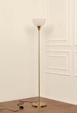 Divine Trends Uplighter Brass Antique Finish Floor Lamp for Living Room with Frosted Glass Lampshade | Includes LED Warm Bulb | Hidden Wire Design | Uplight Corner Standing Lamp for Home | Pack of 1