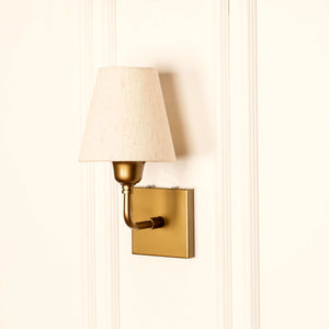 Divine Trends Brass Antique Finish Elbow Wall lamp with Off White Lampshade