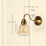 Divine Trends Brass Antique Finish Wall Lamp with Cup Glass Crackled Golden Luster Shade
