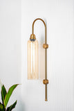 Divine Trends Modern Wall Lamp Antique Brass Finish with Golden Luster Long Glass for Bedside, Living Room, Bedroom, Home Decoration, Restaurant | Wall Light - Pack of 1