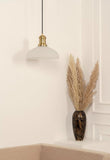 Divine Trends Half Ribbed Frosted Glass Pendant Hanging Light with Antique Brass Finish Pack of 1