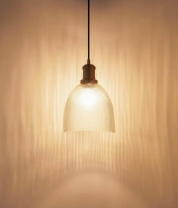 Divine Trends Grooved Transparent Glass Hanging Pendant Light with Antique Brass Finish | Hanging Lights for Living Room, Bedroom, Kitchen, Dining | Pendant Lamp for Restaurant Cafes - Pack of 1