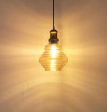 Divine Trends Spiral Golden Luster Glass Hanging Pendant Light Antique Brass Finish for Living Room, Bedroom | Ceiling Lamps for Home Decoration, Kitchen, Dining - Pack of 1