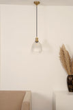 Divine Trends Grooved Transparent Glass Hanging Pendant Light with Antique Brass Finish | Hanging Lights for Living Room, Bedroom, Kitchen, Dining | Pendant Lamp for Restaurant Cafes - Pack of 1