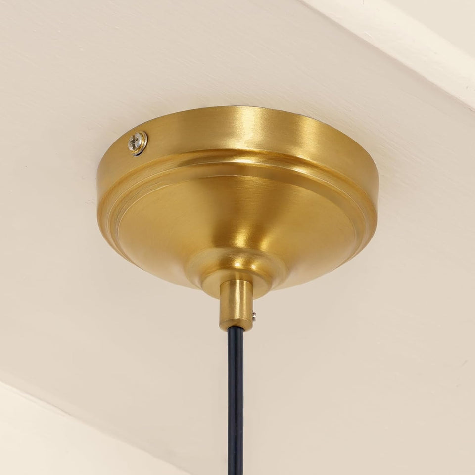 Divine Trends Grooved Transparent Glass Hanging Pendant Light with Antique Brass Finish | Hanging Lights for Living Room, Bedroom, Kitchen, Dining | Pendant Lamp for Restaurant Cafes - Pack of 1