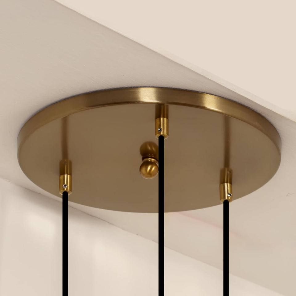 Divine Trends Triple Globe Hanging Pendant Light Antique Brass Finish with Frosted Milky White Glass | Hanging Lamp for Living Room | Chandelier Ceiling Lamp - Pack of 1