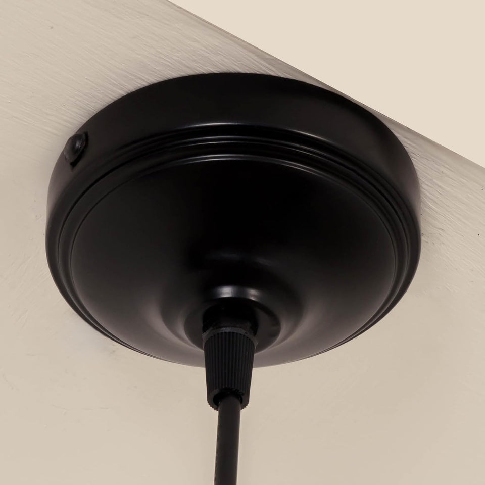 Divine Trends Black Polished Cotton Fabric Lamp Shade Hanging Pendant Light 14" Diameter Chemrey Shade