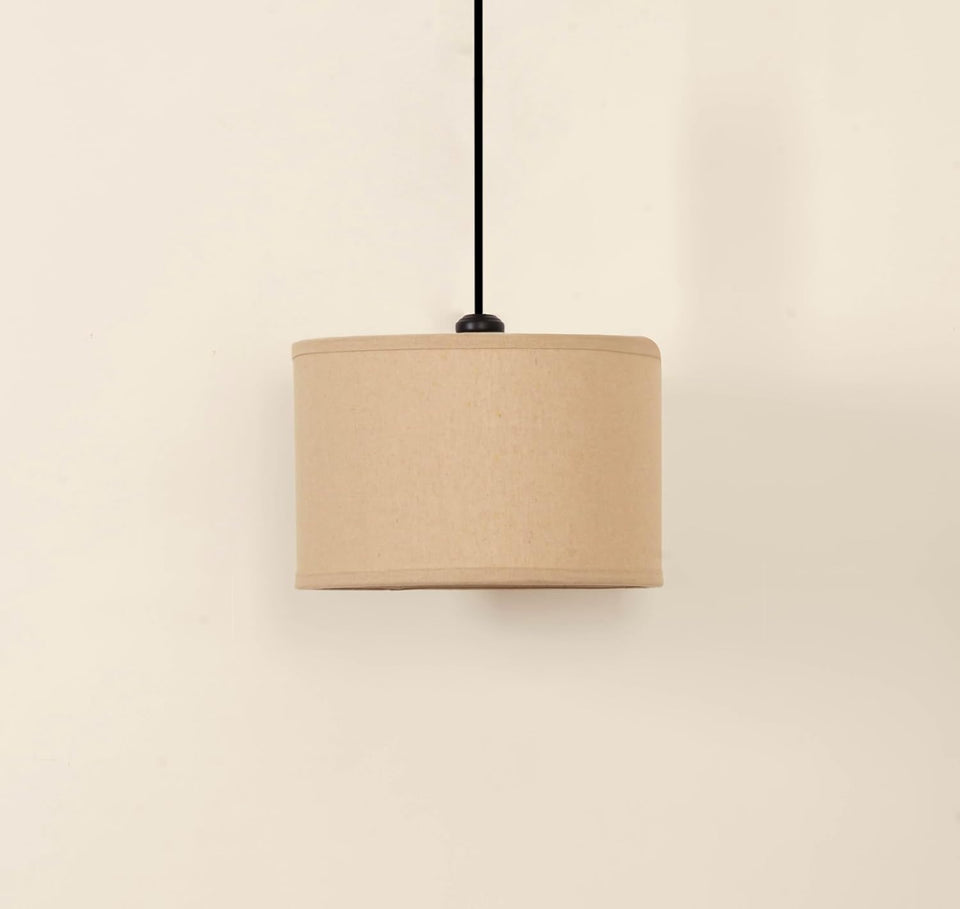 Divine Trends Black Polished Cotton Fabric Lamp Shade Hanging Pendant Light 14" Diameter Chemrey Shade