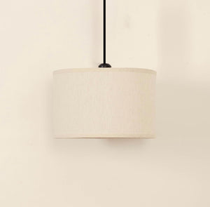 Divine Trends Black Polished Cotton Fabric Lamp Shade Hanging Pendant Light 14" Diameter Off White Lampshade