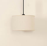 Divine Trends Black Polished Cotton Fabric Lamp Shade Hanging Pendant Light 14" Diameter Off White Lampshade