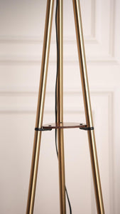 Divine Trends 3 Shelves Floor Lamp Brass Antique Finish 5 Feet Height with 16” Diameter Off White LampShade for Living Room, Bedroom, Home Decoration | Led Bulb Included - Pack of 1