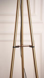 Divine Trends 3 Shelves Floor Lamp Brass Antique Finish 5 Feet Height with 16” Diameter Off White LampShade for Living Room, Bedroom, Home Decoration | Led Bulb Included - Pack of 1