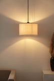 Divine Trends Black Polished Cotton Fabric Lamp Shade Hanging Pendant Light 14" Diameter Off White Lampshade