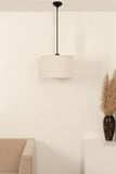 Divine Trends Black Polished Cotton Fabric Lamp Shade Hanging Pendant Light 14" Diameter Off White Lampshade