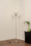 Divine Trends Uplighter Satin Nickel Finish Floor Lamp for Living Room with Frosted Glass Lampshade | Includes LED Warm Bulb | Hidden Wire Design | Uplight Corner Standing Lamp for Home | Pack of 1