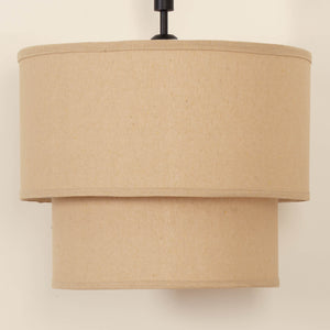 Divine Trends Beige Double Decker Fabric Hanging Pendant Light Black Polished | Hanging Lights for Living Room, Bedroom | Ceiling Lamps for Home Decoration