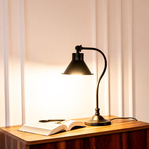 Divine Trends Study Desk Office Reading Curved Black Polished Table Lamp with Adjustable Head Shade