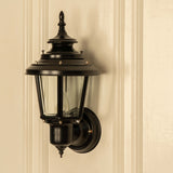 Divine Trends Aluminium Lantern Wall Light Waterproof with Polished Shiney Black finish for both Outdoor and Indoor usage