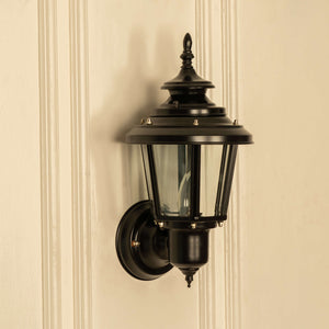 Divine Trends Aluminium Lantern Wall Light Waterproof with Polished Shiney Black finish for both Outdoor and Indoor usage