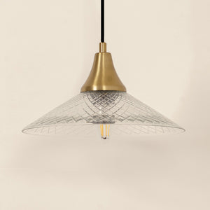 Divine Trends Diamond Cut Glass Pendant Hanging Light with Antique Brass Finish- Pack of 1
