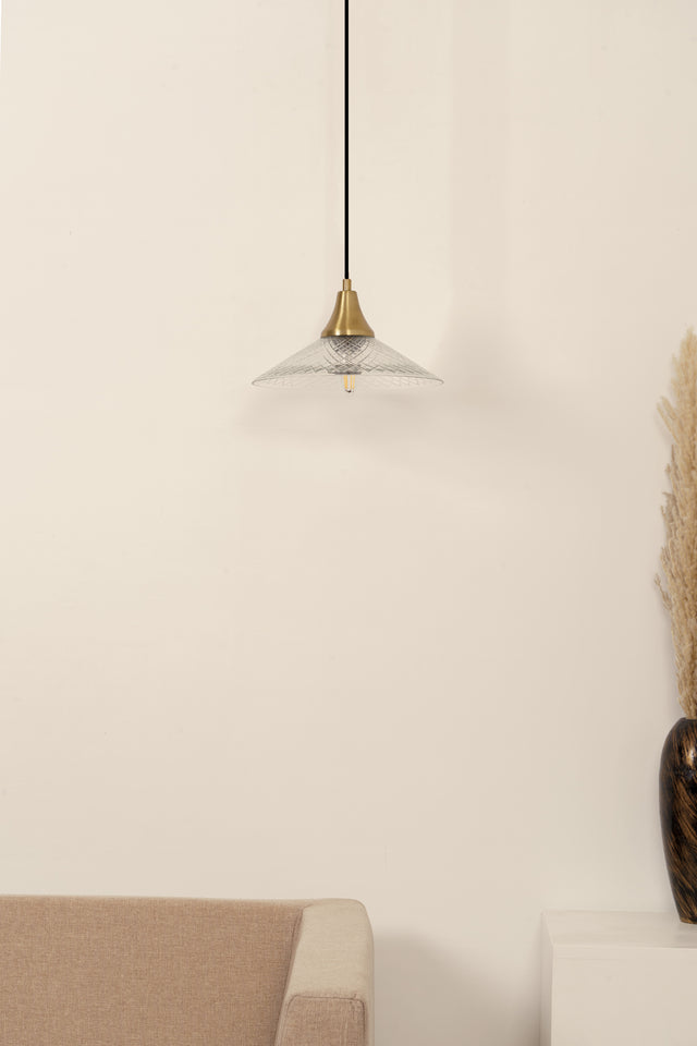 Divine Trends Diamond Cut Glass Pendant Hanging Light with Antique Brass Finish- Pack of 1