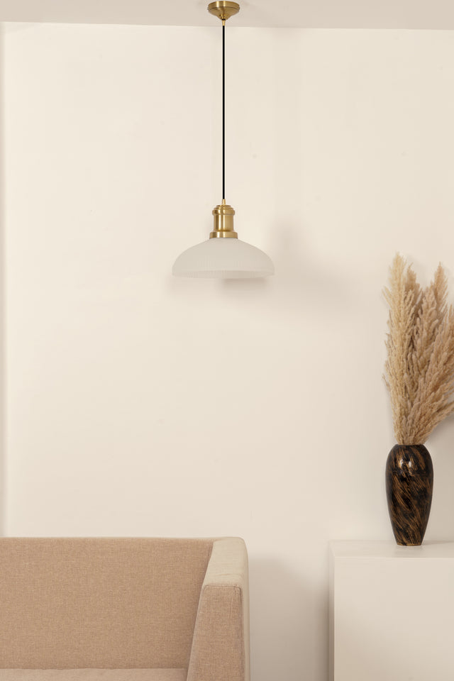 Divine Trends Pendant Hanging Glass Lamps Half Ribbed Frost Shade Pack of 1