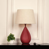 Divine Trends Drop Red Textured Table Lamp with Off White 12 inches Lampshade