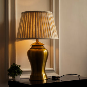 Divine Trends Table Lamp Brass Antique for Living room, Bedside table with Off White Pleated Lamp Shade - Royal lamp 23 Inches Height