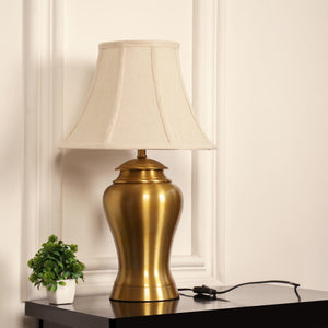 Divine Trends Table Lamp Brass Antique for Living room, Bedside table with Off White Bell Lamp Shade - Royal lamp 24 Inches Height