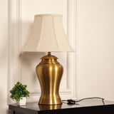 Divine Trends Table Lamp Brass Antique for Living room, Bedside table with Off White Bell Lamp Shade - Royal lamp 24 Inches Height