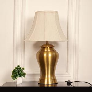 Divine Trends Table Lamp Brass Antique for Living room, Bedside table with Off White Bell Lamp Shade - Royal lamp 24 Inches Height