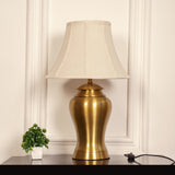Divine Trends Table Lamp Brass Antique for Living room, Bedside table with Off White Bell Lamp Shade - Royal lamp 24 Inches Height