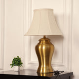 Divine Trends Table Lamp Brass Antique for Living room, Bedside table with Off White Bell Lamp Shade - Royal lamp 24 Inches Height