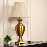 Divine Trends Royal Brass Antique Gold Trophy Table Lamp Off White Bell 14 inches Lampshade Bedside Stylish, Living Room, Bedroom, Home Decoration, Hotel
