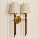 Divine Trends Brass Antique Finish Double Corrugated Wall Lamp with Off White Shade