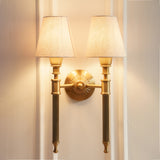 Divine Trends Brass Antique Finish Double Corrugated Wall Lamp with Off White Shade