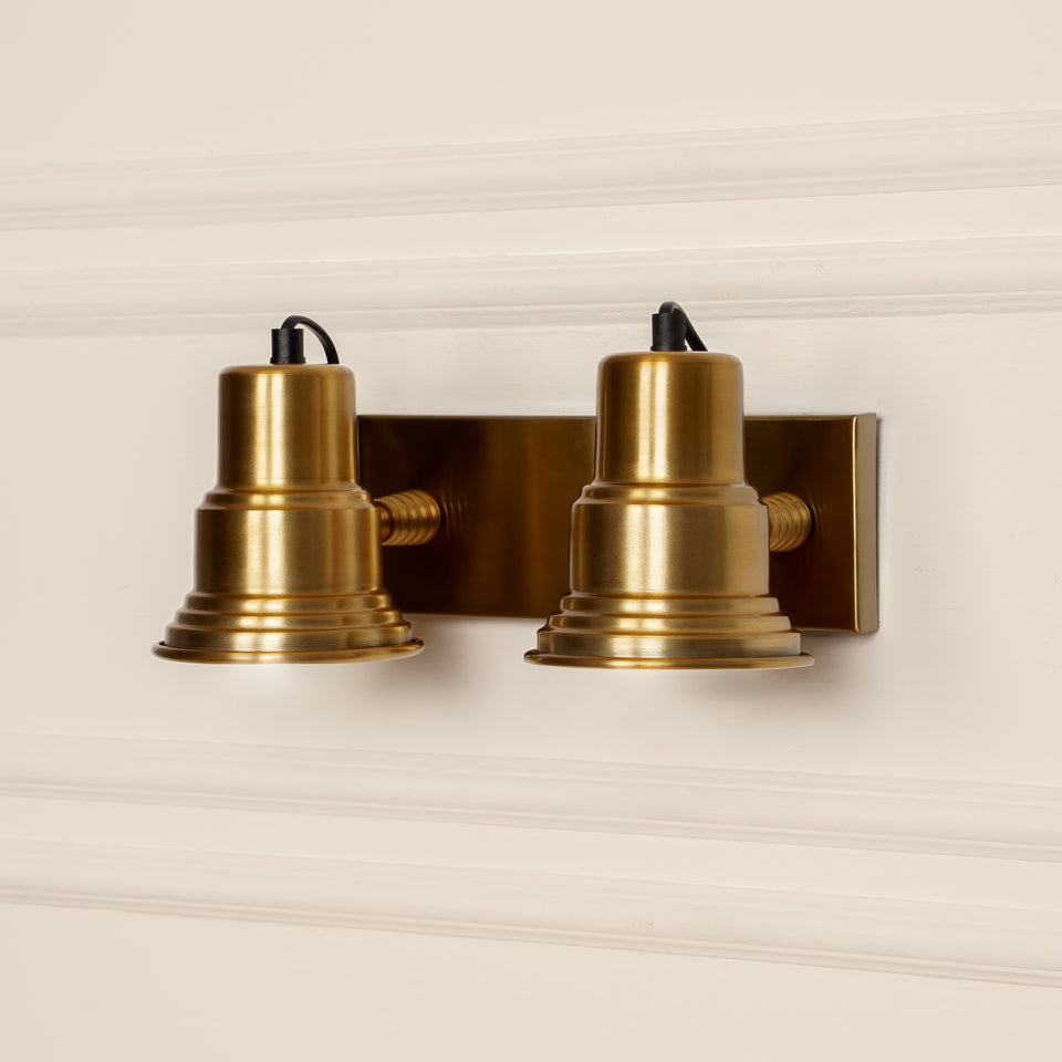 Divine Trends Brass Antique Finish Focus Double Wall Lamp with Double Movement