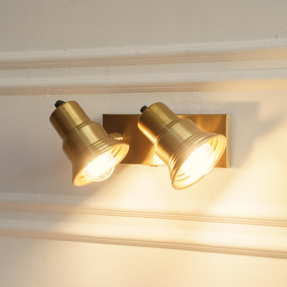 Divine Trends Brass Antique Finish Focus Double Wall Lamp with Double Movement